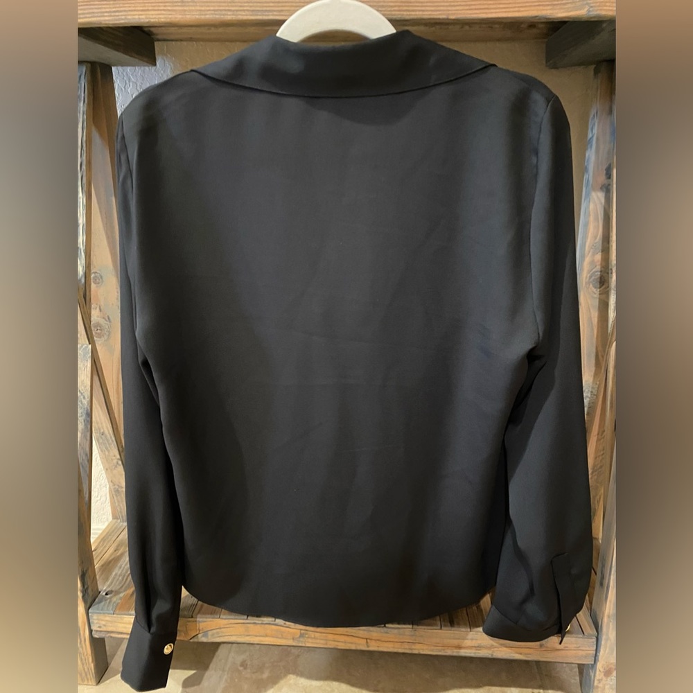 NWOT Halston Heritage Women's Long Sleeve Cowl Neck Black Blouse - Large - Picture 7 of 13